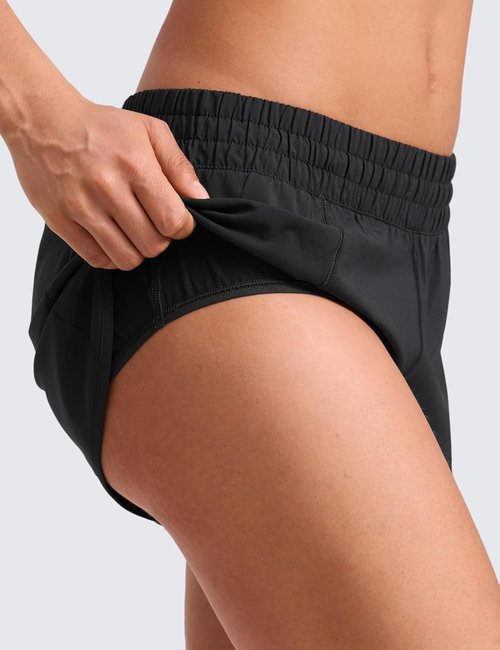 CRZ YOGA Low Waisted Running Shorts - Quick Dry Mesh Liner & Zipper Pocket for Women | 2.5" Athletic Fit