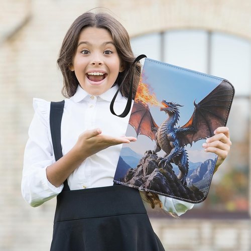 Deluxe Charizard Trading Card Binder - 9-Pocket Side-Loading Zipper Album with 50 Sleeves | Holds 900 Sleeved Cards