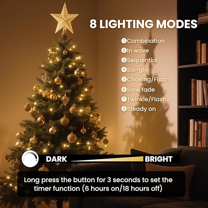 Dailyart Fairy Lights Plug in, 500 Led with Remote 42Ft Small Warm String Lights with Timer Long Twinkle Waterproof String Fairy Lights for Bedroom Outdoor Indoor Decor,Gold Wire