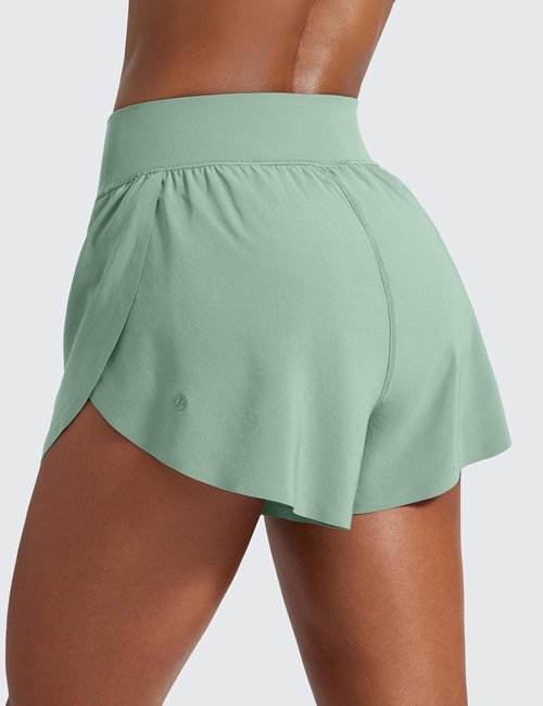 CRZ YOGA High Waisted Running Shorts - Comfy Mesh Liner for Women | Quick Dry, 3-Inch Length