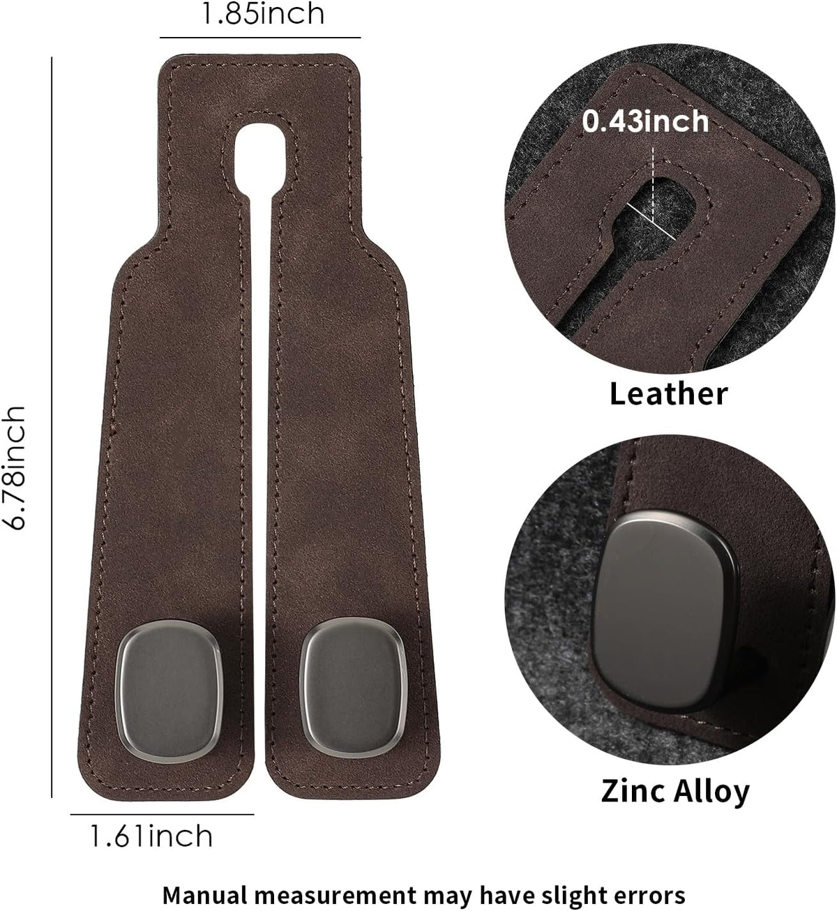 KINIVA Car Seat Headrest Storage Hooks, Set of 2, Suede PU Leather, Double Hooks (Brown-4 Pack)