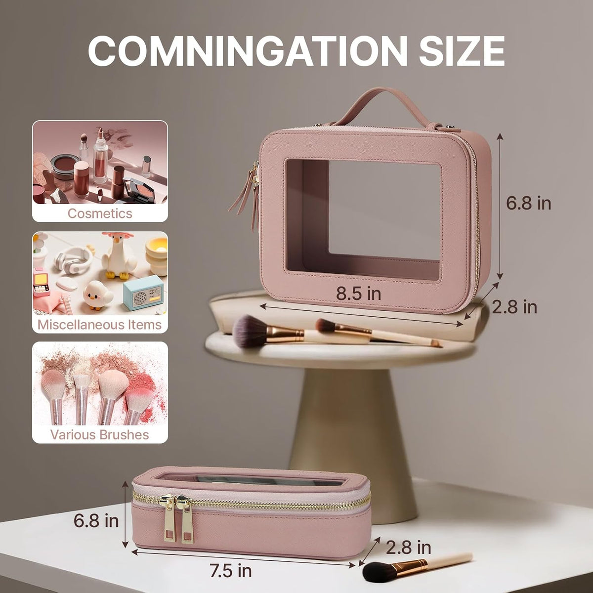 Clear Makeup Bag with Mini Cosmetic Bags,Travel Toiletry Bag for Women,Portable Cosmetic Bag Case, Transparent Waterproof Cosmetic Organizer Storage Bag for Women Men