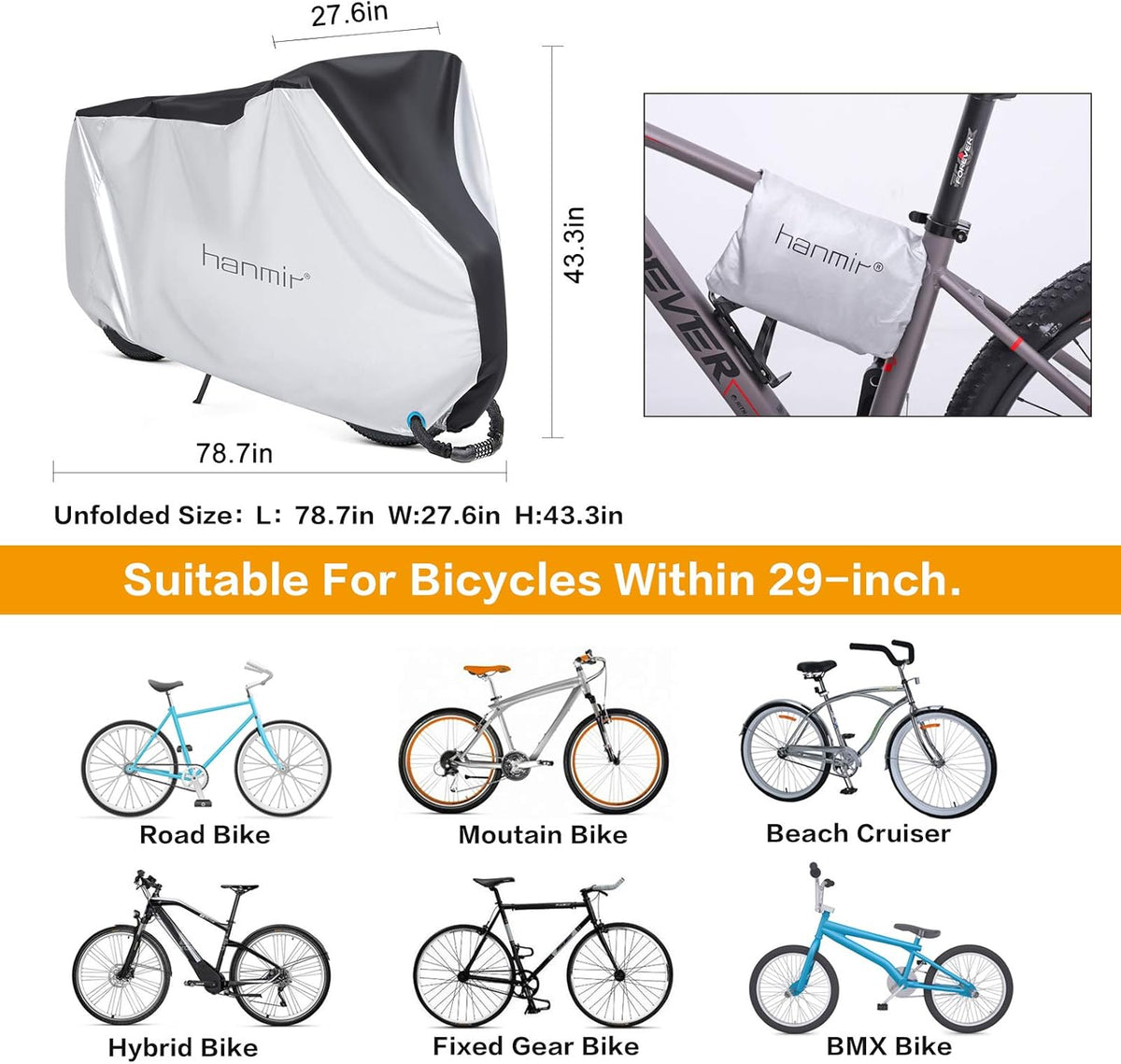 Skiennix Waterproof Bike Cover - Heavy Duty Outdoor Protection Against Rain, Snow & UV | Fits Mountain & Road Bikes
