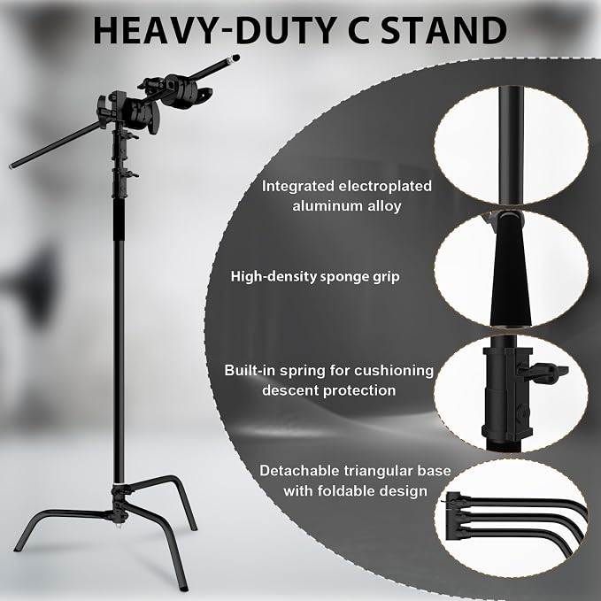 C Stand with Boom Arm, Photography Light Stand Kit