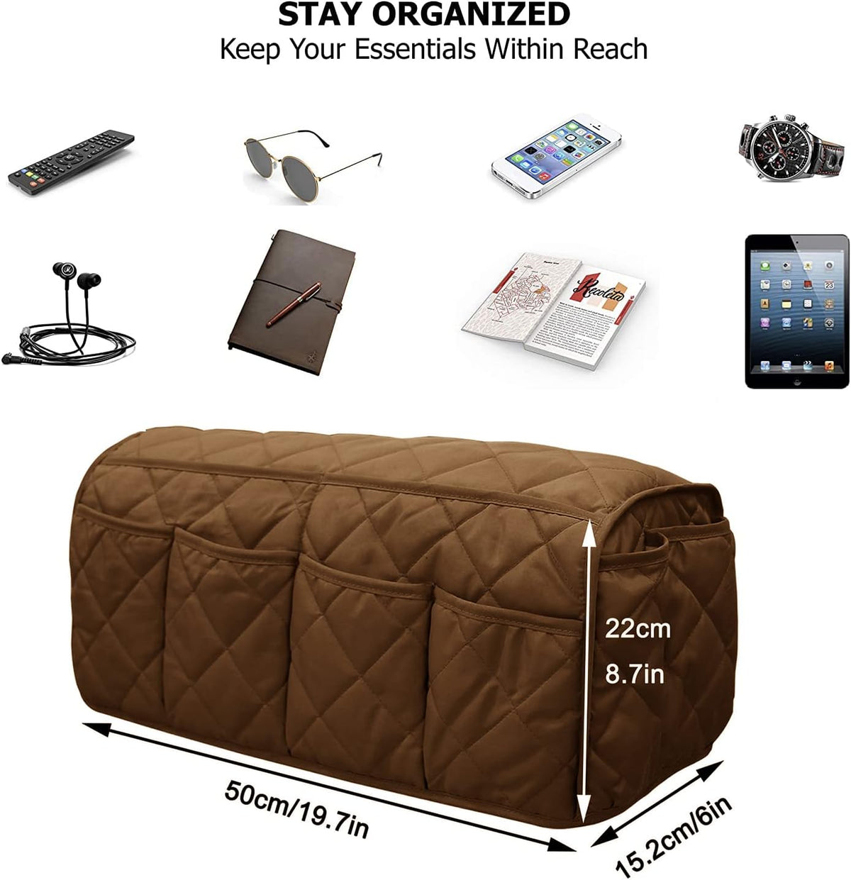 Armchair Caddy for Recliner - Sofa Armrest Organizer with 14 Pockets