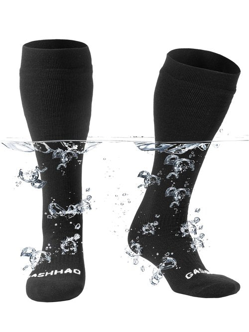 Gash Hao Waterproof Socks Hiking Gear Wading All-Weather Outdoor Sports Fishing Skiing Kayaking Camping Mens And Women（BLACK-L）