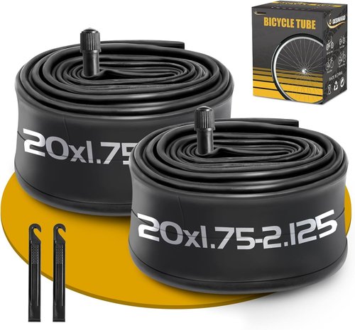 20 Inch Bike Tube - 2 Pack Butyl Rubber Schrader Valve | Fits 20x1.75 to 2.125 for Kids & MTB