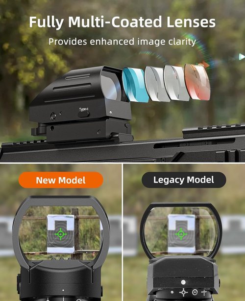 EZshoot Red/Green Dot Reflex Sight - Rechargeable Optic Scope with Multiple Reticles & 20mm Rail Mount
