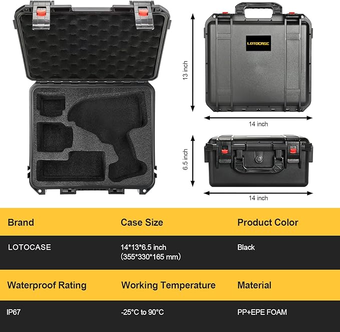 Case for Dewalt Impact and Torque Wrench - Waterproof Hard Tool Box for Dewalt Set, Power Tool Combo Kit Bag for Atomic 20V 2/1 3/4 3/8 Inch Cordless Torque Wrenches/Battery/Charger (Case Only)