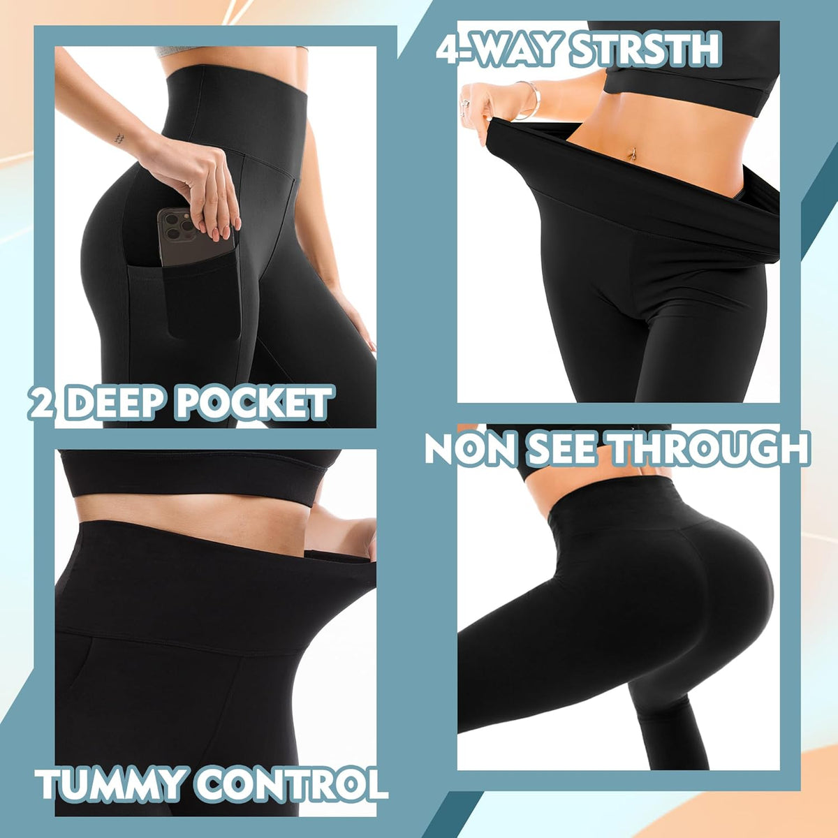 SINOPHANT High Waisted Leggings - Buttery Soft Stretchy Yoga Pants with Pockets | Full Length Capri