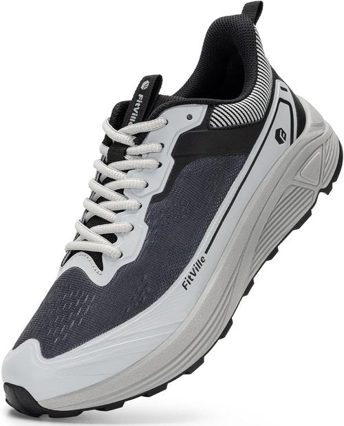 FitVille Wide Walking Shoes - Lightweight Breathable Athletic Sneakers with Arch Support | Anti-Slip Design