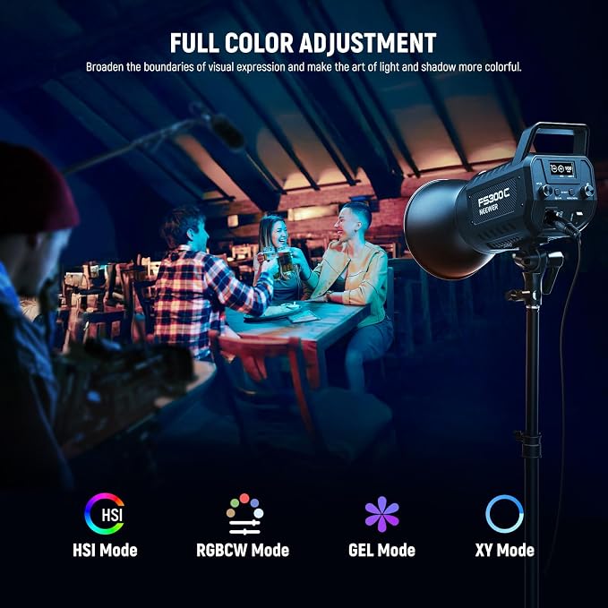 NEEWER 300W RGB LED Video Light APP/2.4G Control 17 Effects, 2500-7500K
