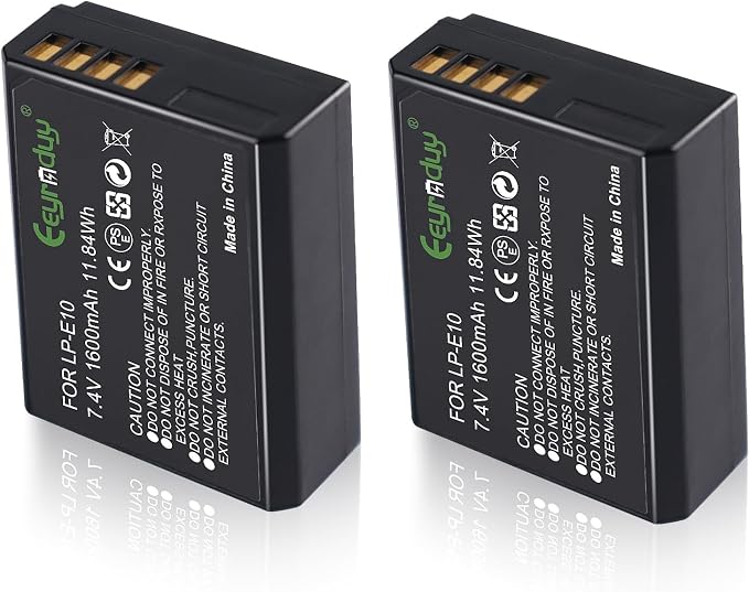 2-Pack of LP-E10 Batteries for Canon EOS Rebel T7 T6 T5 T3, Kiss X50 X70