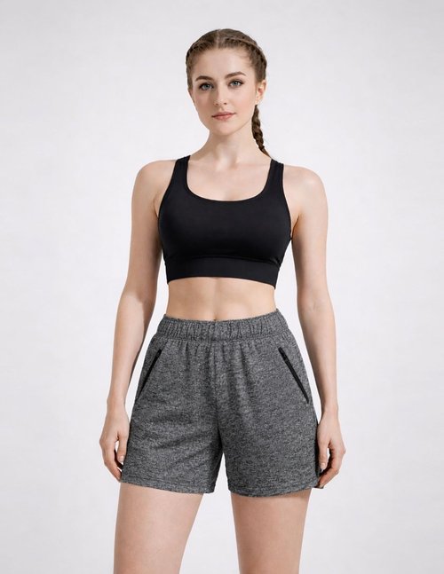 Liberty Imports Women's Lounge Workout Shorts - Lightweight Athletic Shorts with Zipper Pockets | 5" Inseam