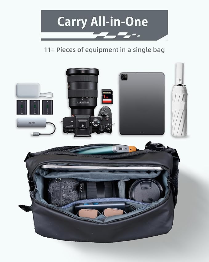 llano Camera Sling Bag for Photographers, DSLR Shoulder Bag Small, Compact