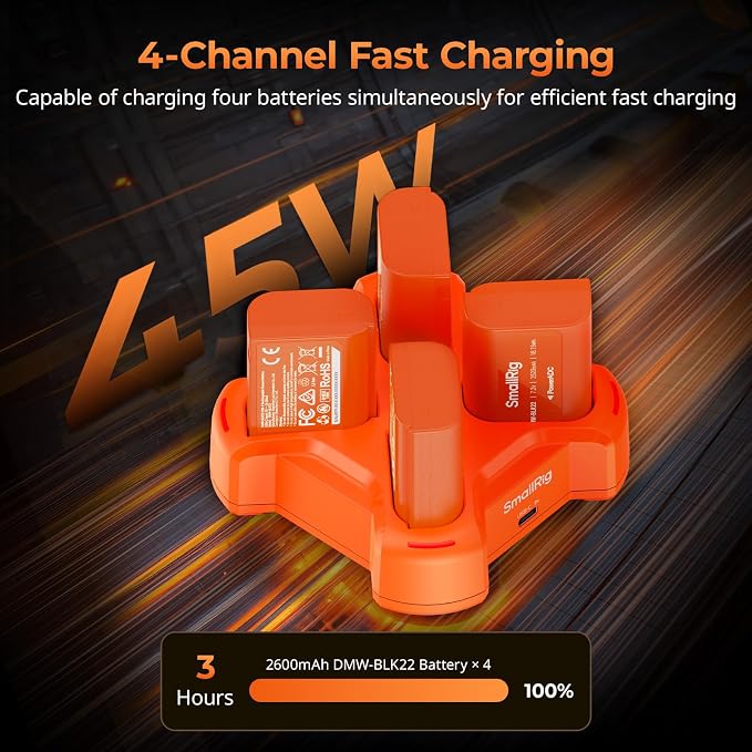 SMALLRIG DMW-BLK22 4-Channel Camera Battery Charger