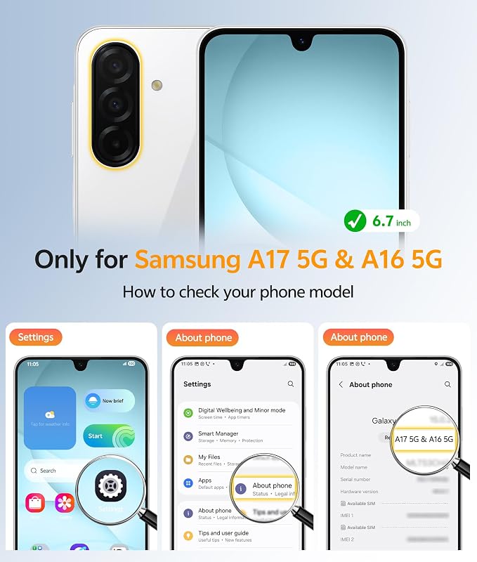 FNTCASE for Galaxy A17/A16 5G Phone Case: for Samsung A17 Cases Matte