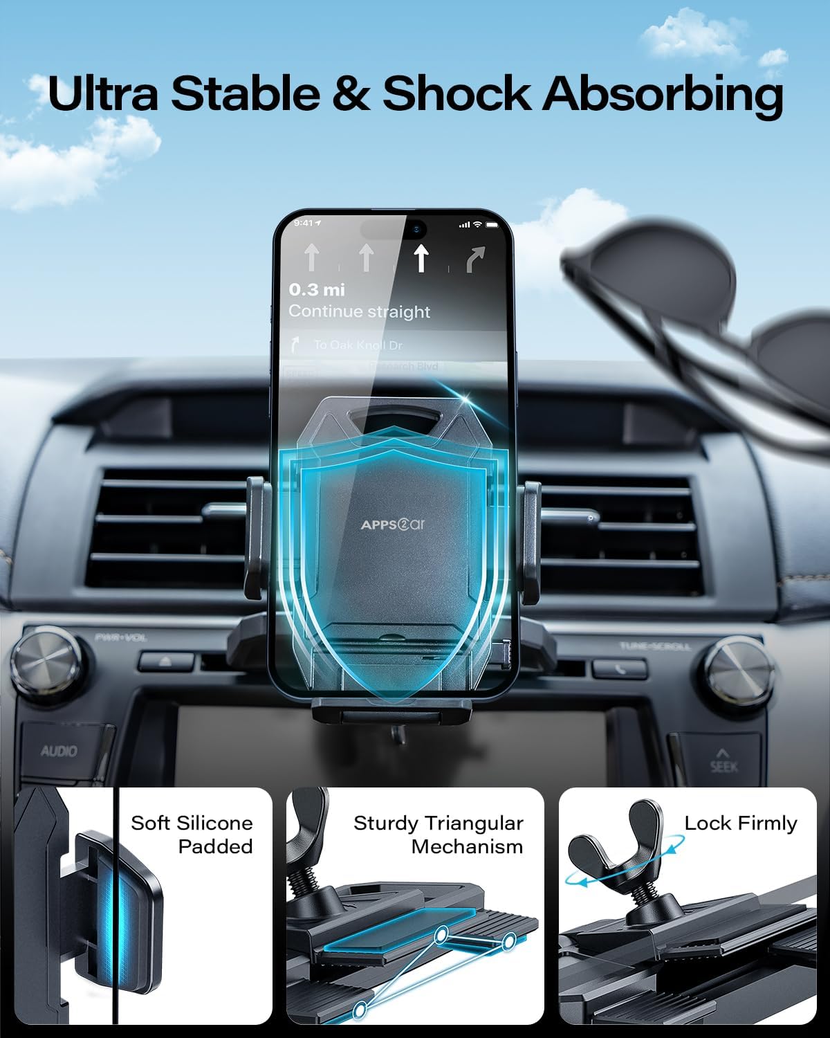 APPS2Car Sturdy CD Slot Phone Mount with One Hand Operation Design