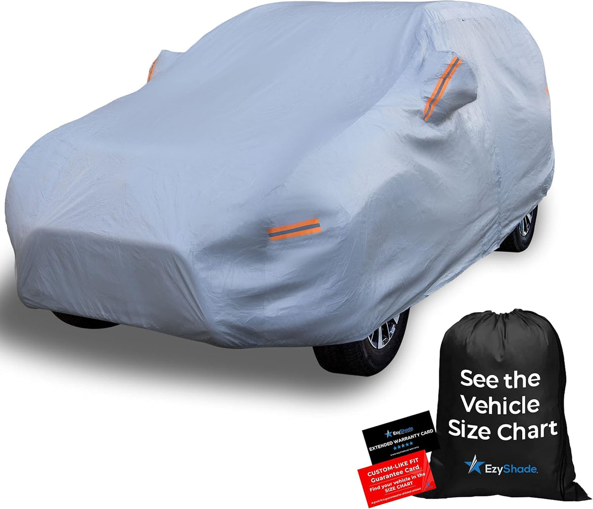 EzyShade Multi-Layer SUV Car Cover Waterproof All Weather - See Vehicle Size-Chart - Outdoor Full Exterior Covers for Automobiles - Heavy Duty Tarp Jeep Rav4 Equinox Trax CRV. Size S3 (See SizeChart)