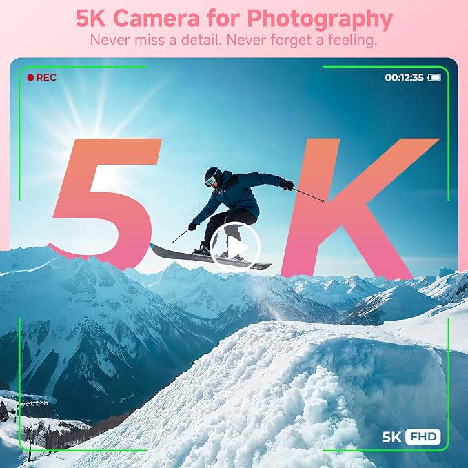 5K Digital Camera for Photography, UHD 75MP WiFi Vlogging Camera for YouTube