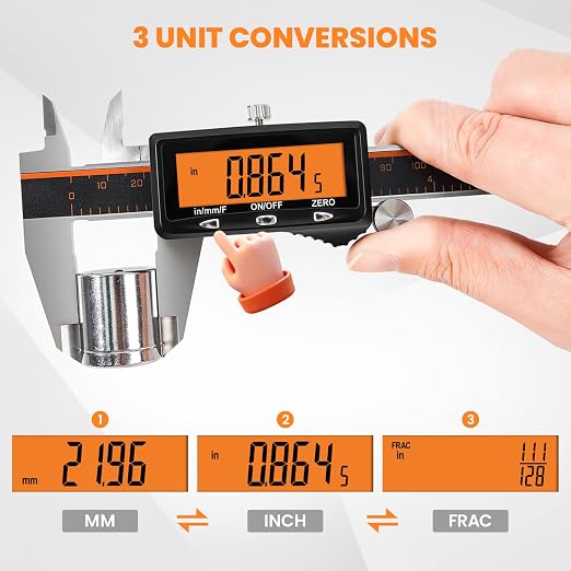 HARDELL Calipers 8", Rechargeable Digital Caliper