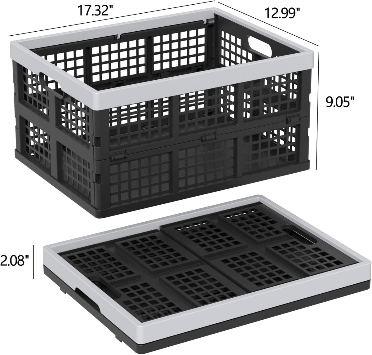 34 L Collapsible Storage Crate, Folding Plastic Crates, 4 Packs | Stackable Foldable Organization Milk Crates