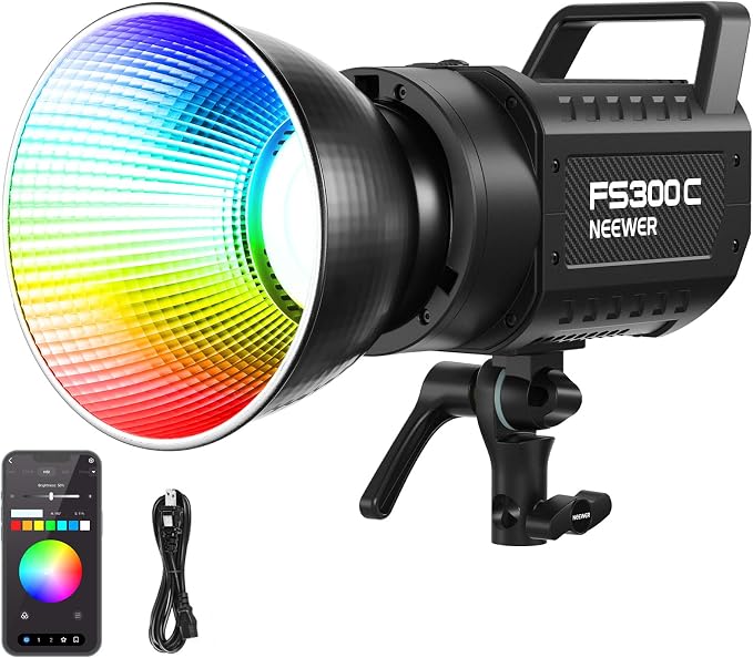 NEEWER 300W RGB LED Video Light APP/2.4G Control 17 Effects, 2500-7500K