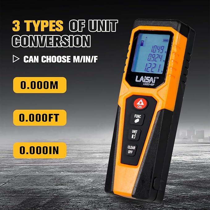 Laser Measure, Laser Distance Measuring Tool, M/in/Ft Unit Switching Backlit