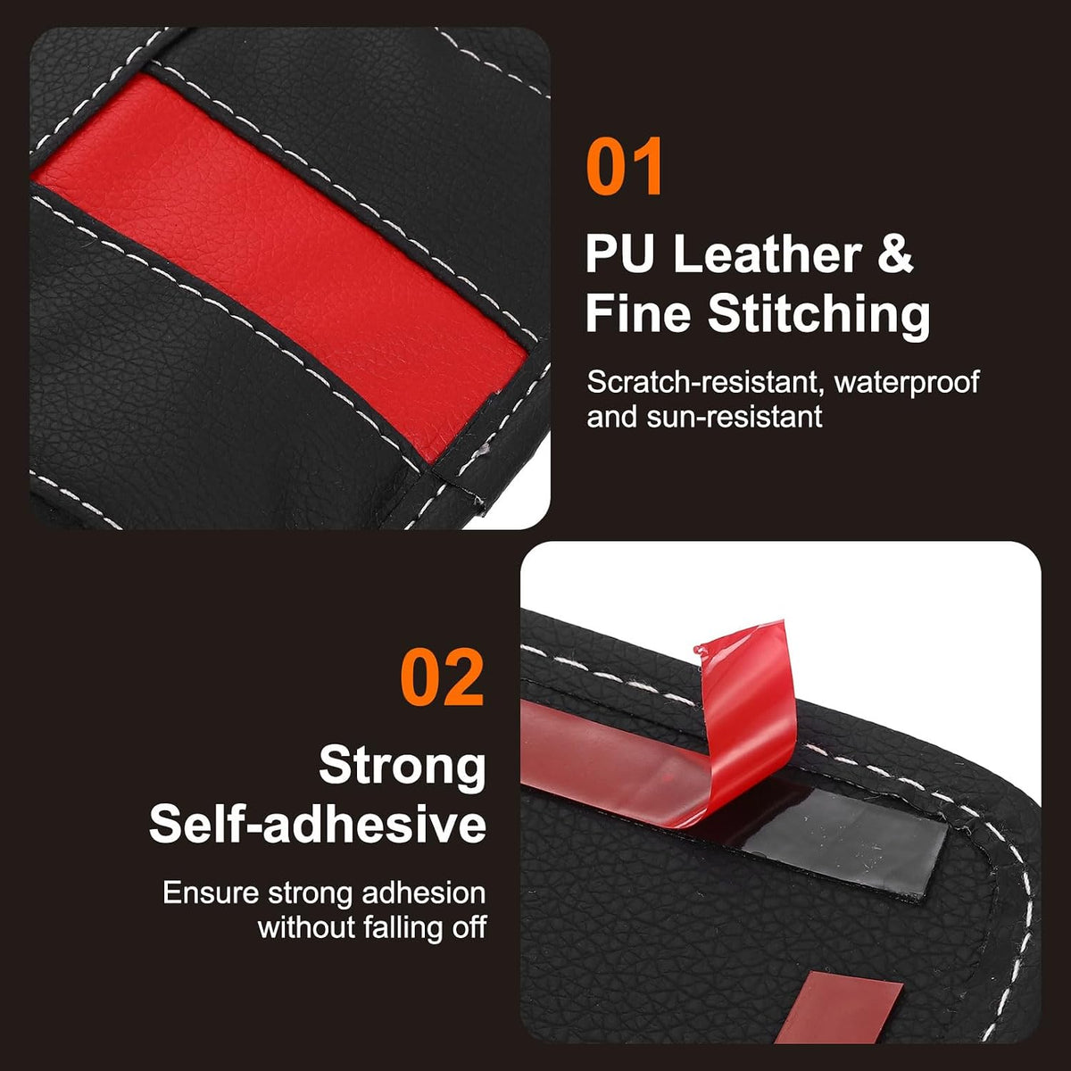 HARFINGTON 2pcs Car Seat Side Pocket Organizer PU Leather Auto Door Console Storage Bag Car Seat Gap Filler Multifunctional Car Pocket Pouch for Keys Coins Phone Sunglasses, Black