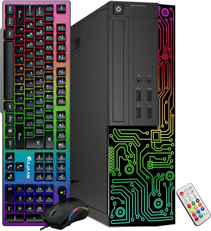 Dell OptiPlex PC,Core I7,24'' Monitor,RX 550 4G,16G RAM,512G SSD(Renewed) | Gaming Computer PC, i7 up to 3.9G, 24 inch FHD,WiFi, ARGB Headset,4K Support,DP, HDMI,DVI,Windows 11 Pro,Home or Office PC