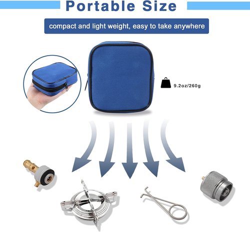 Caudblor Portable Camping Stove - Lightweight Backpacking Burner with Butane Adapter & Carrying Case