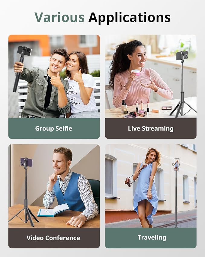 Sensyne 68" Phone Tripod & Selfie Stick, Lightweight All in One Phone Tripod