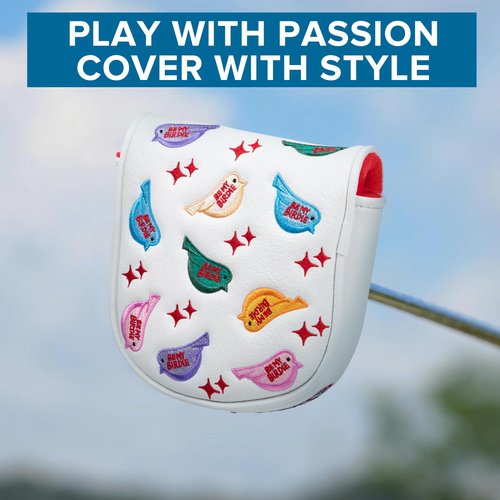 Golf Mallet Putter Cover Headcover, Magnetic Closure Premium Leather Birdie Golf Head Covers Fits Golf DF3 Putter - USA Mallet Putter Headcover (Birdie)