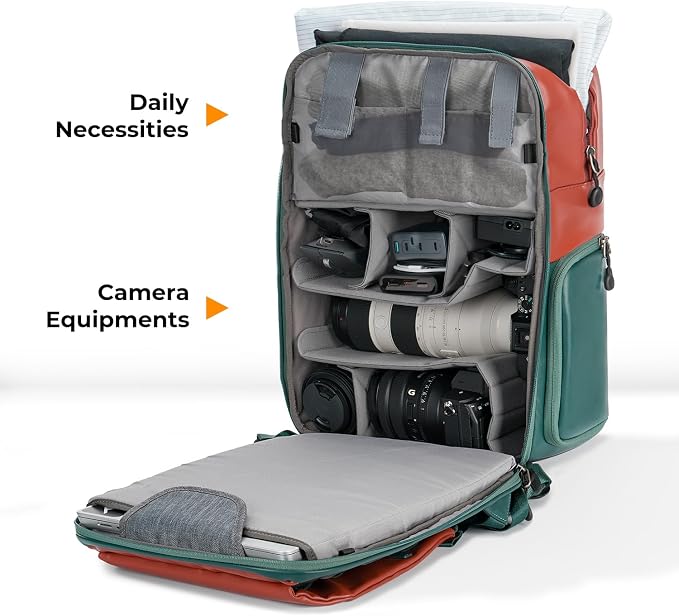 K&F CONCEPT 20L Camera Case for Photographers Large Capacity PU Leather Camera