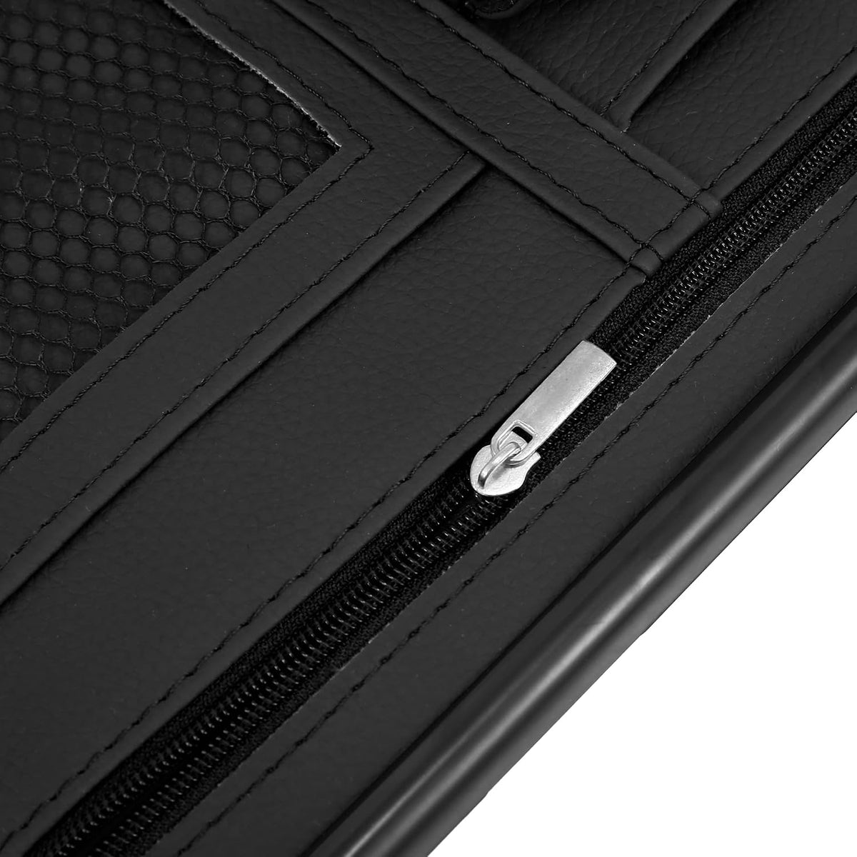 X AUTOHAUX Black Universal Car Sun Visor Organizer Sunglasses Case Storage Pocket Hook and Loop Tape ABS PU Leather for SUV RV Truck