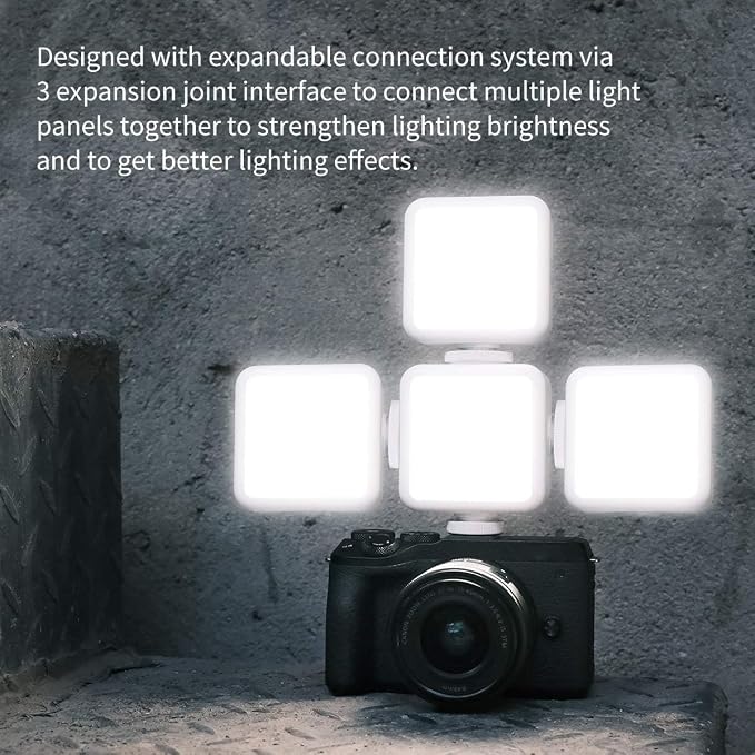 ULANZI VL49 2000mAh LED Video Light w 3 Cold Shoe, Rechargeable Soft Light Panel
