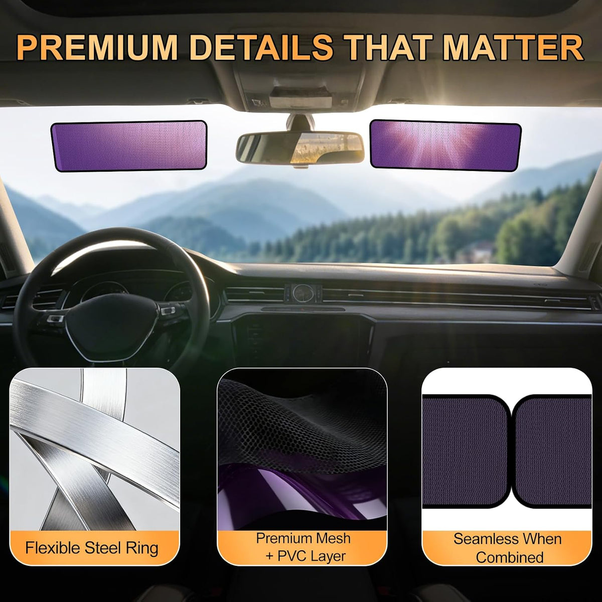 XCBYT Static Cling Window Shades, Semi-Transparent Glare Blocker | Reposition as sun moves to block glare. Clean glass perfectly before use. for Windshield & Side Windows (15.75" x 7.09")