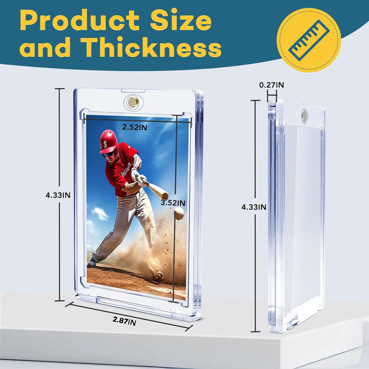 Skiennix Magnetic Card Holders - 20ct U-V Protection Hard Plastic Cases for Trading Cards | Display Sports & Game Cards