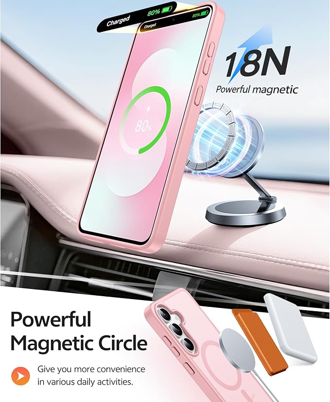 FNTCASE for Samsung Galaxy S25 FE Case: Magnetic Translucent Matte Military