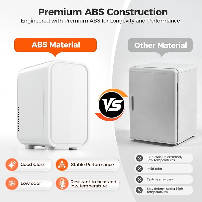 OSTBA Mini Fridge for Skincare, 6 Liter/8 Can 110V AC/ 12V DC Portable Thermoelectric Cooler Refrigerators for Bedroom, Skincare, Beverage, Office, Dorm Room and Car, White