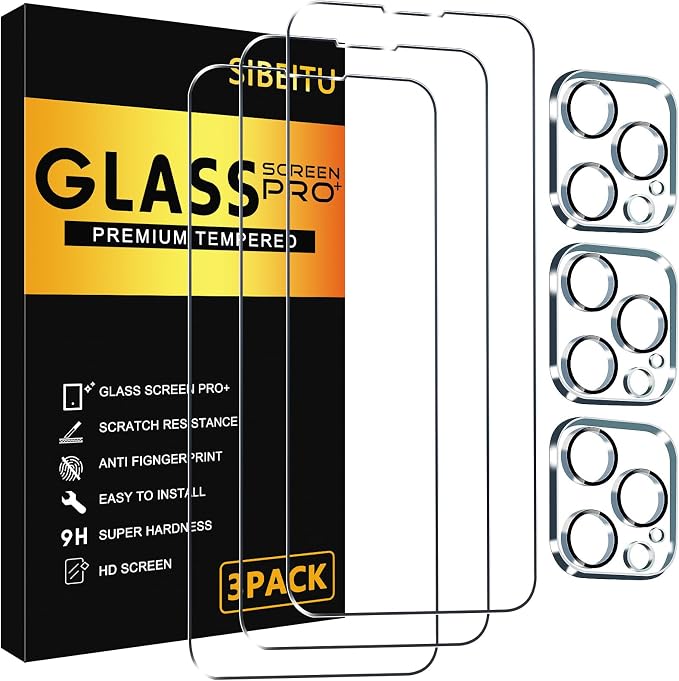 SIBEITU 3 Pack for iPhone 15 Pro Screen Protector