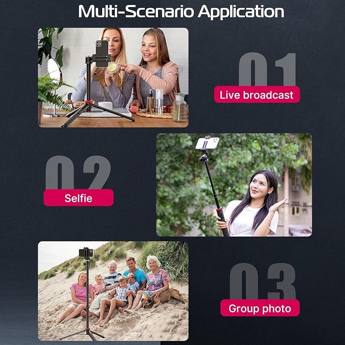 ULANZI MT-44 Extendable Phone Tripod, 360° Ball Head Camera Tripod
