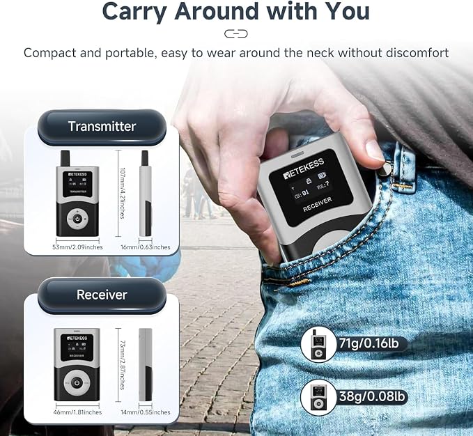 Retekess T130U Wireless Tour Guide System, Church Translation System, One-Key