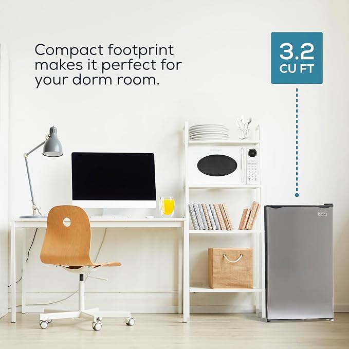 Igloo 3.2 Cu.Ft. Mini Fridge with Freezer - Single Door Compact Refrigerator with Glass Shelves for Homes, Dorms & Offices- Keep Snacks, Drinks & Frozen Foods Cool with Temperature Control Mini Fridge