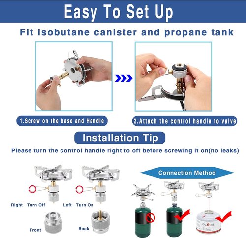 Caudblor Portable Camping Stove - Lightweight Backpacking Burner with Butane Adapter & Carrying Case