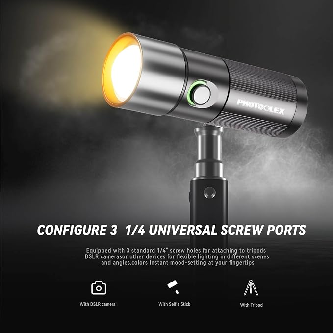 PHOTOOLEX RGB Photography Flashlight, 10W Portable Fill Light, 8400mAh/4