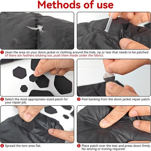 Harsgs Down Jacket Repair Patches - Self-Adhesive Waterproof Nylon Patches | Green, 8 Pieces