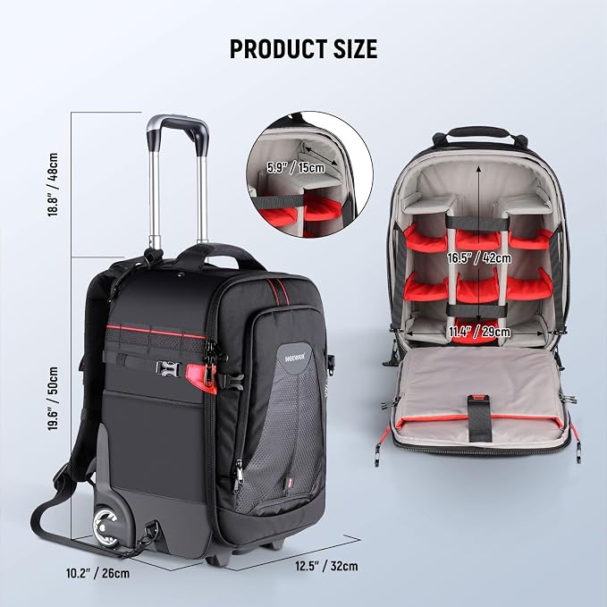 Neewer 2-in-1 Rolling Camera Backpack Trolley Case