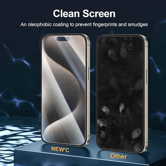 NEW'C 3x for iPhone 15 Pro Max Screen Protector+ 3x Camera Lens Protector