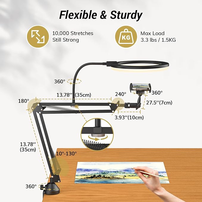 TONOR Overhead Ring Light Kit, Adjustable Angle, Suitable